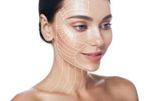Lifting lines advertising of face contour correction skin and neck lifting